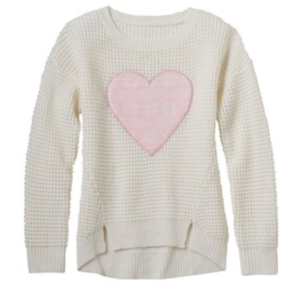 Girls Heart Appliqué Graphic Sweater Size M